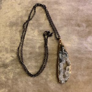 Geode Slice Druzy Agate Pendant & Necklace NEW